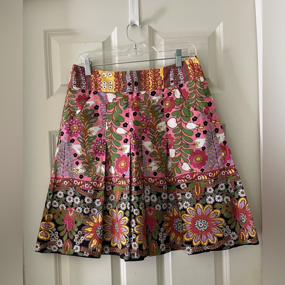 CABI Ashbury Floral retro A line skirt floral print boho Hippie  size 4 colorful